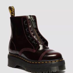 Dr. Martens Sinclair Quad Platform Boots – Cherry Red Arcadia Leather–Size US 6